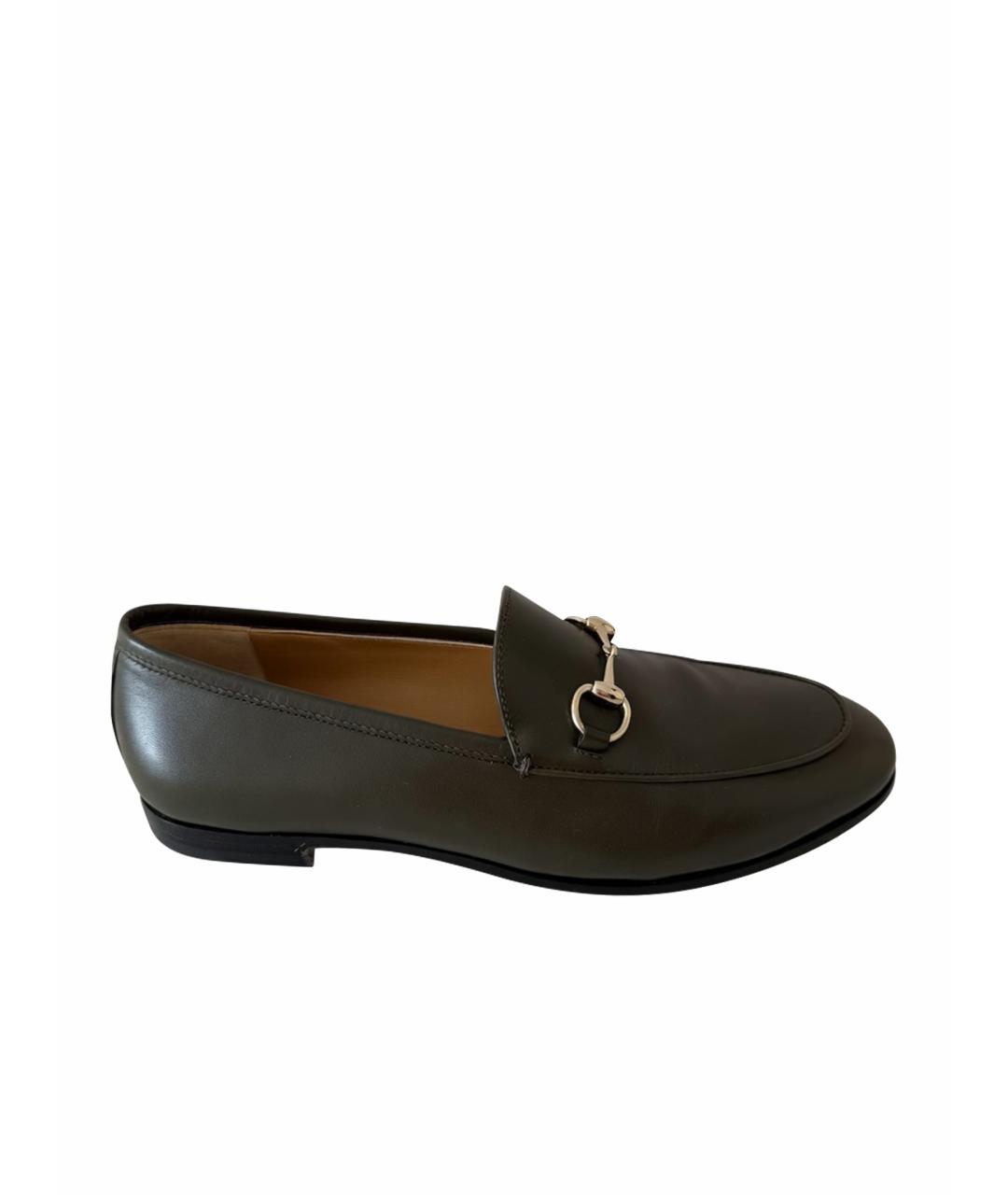 GUCCI Зеленые кожаные лоферы, фото 1