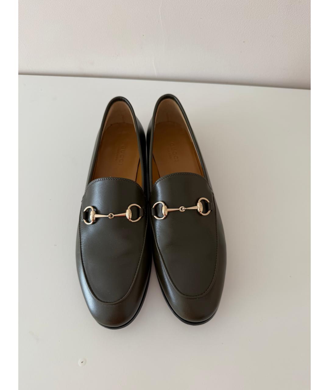 GUCCI Зеленые кожаные лоферы, фото 2