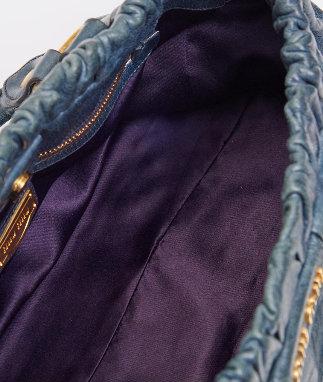 MIU MIU Синяя кожаная сумка с короткими ручками, фото 6