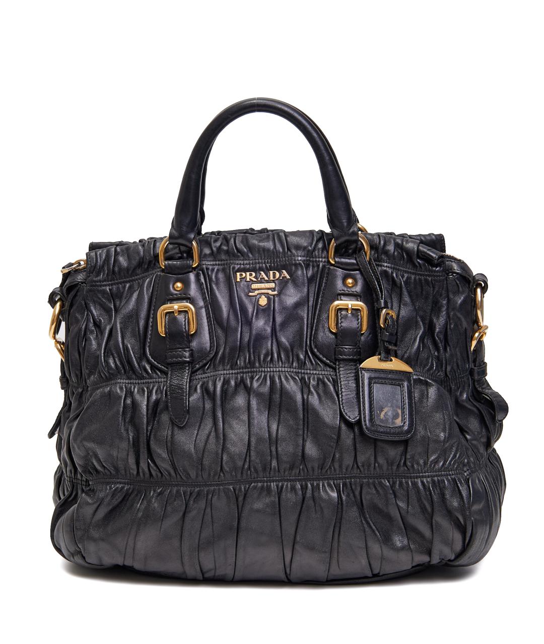 PRADA Черная кожаная сумка с короткими ручками, фото 7