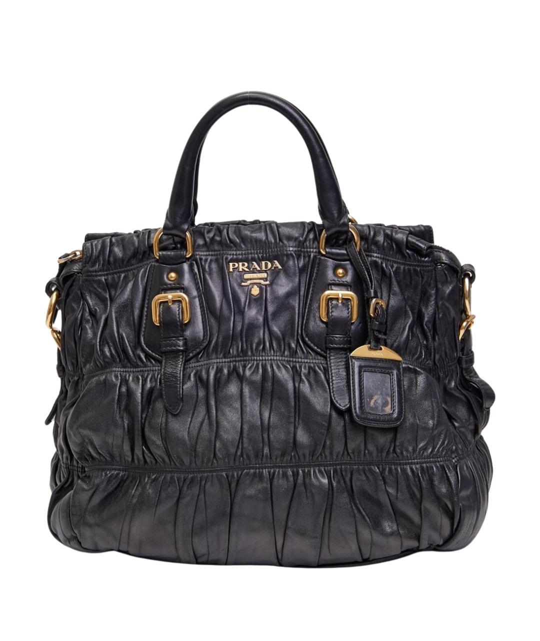 PRADA Черная кожаная сумка с короткими ручками, фото 1