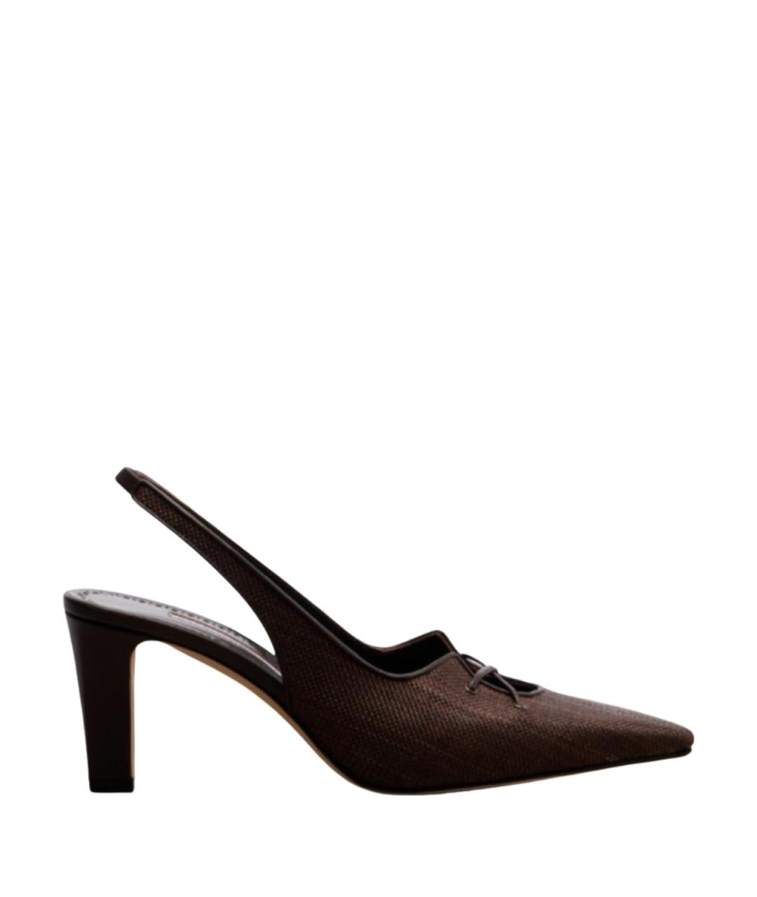 MANOLO BLAHNIK Коричневые текстильные туфли, фото 1