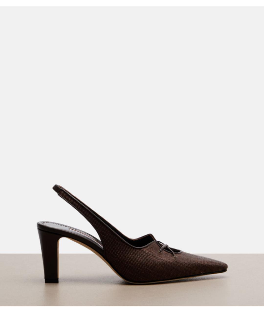 MANOLO BLAHNIK Коричневые текстильные туфли, фото 6