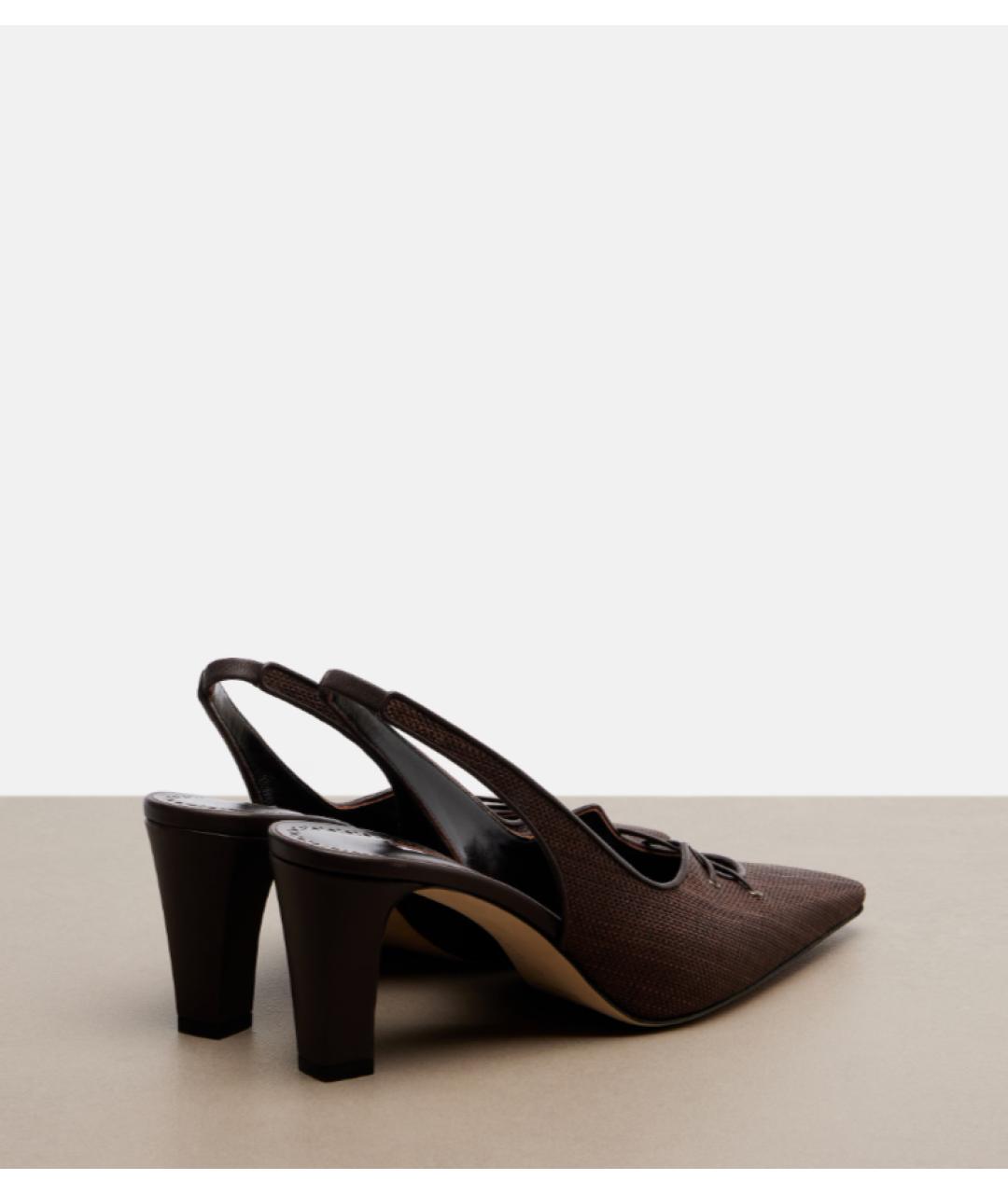 MANOLO BLAHNIK Коричневые текстильные туфли, фото 3