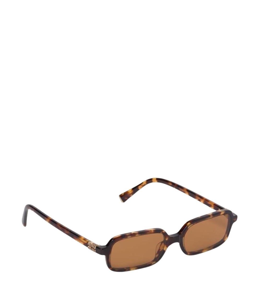 MIU MIU Коричневые пластиковые солнцезащитные очки, фото 1