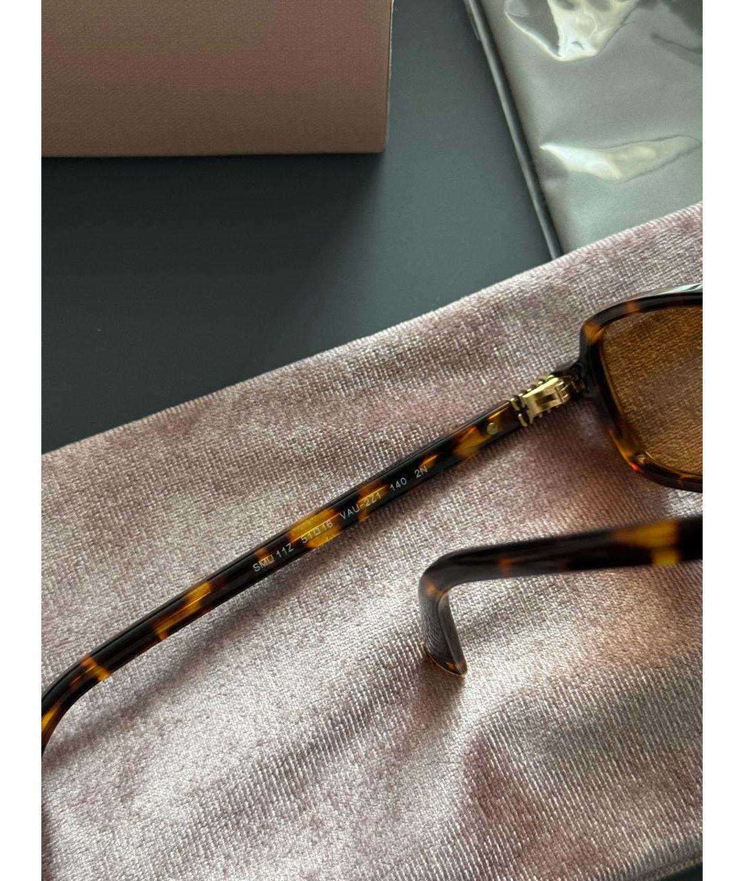 MIU MIU Коричневые пластиковые солнцезащитные очки, фото 5