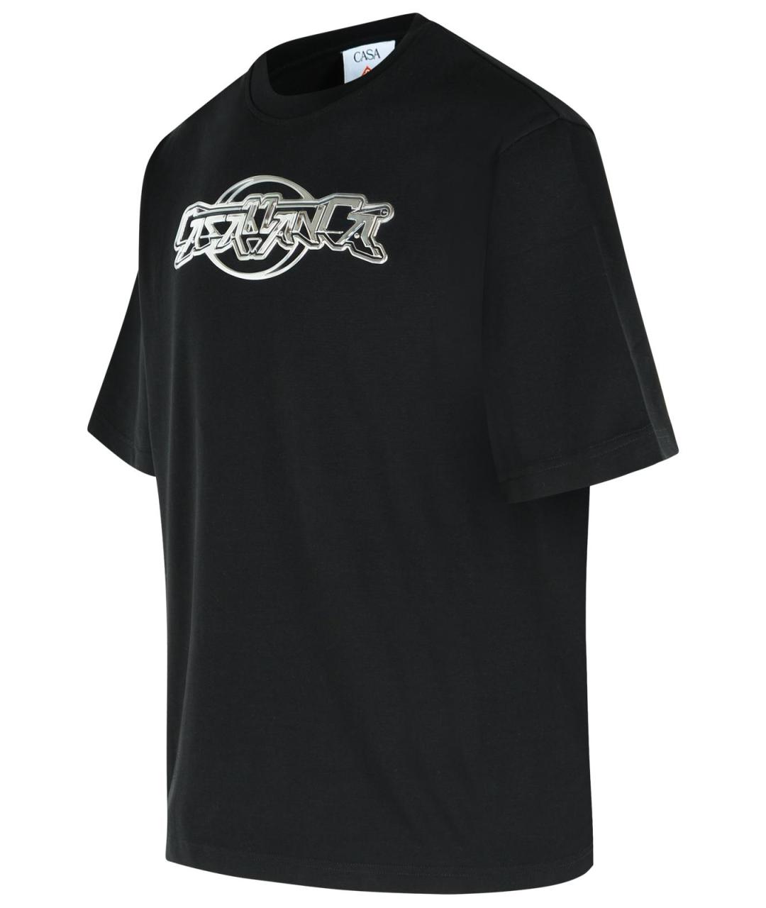 CASABLANCA Черная хлопковая футболка, фото 2