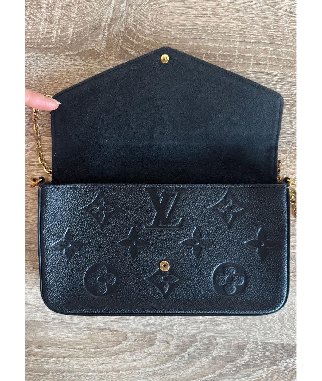 LOUIS VUITTON Черная кожаная сумка через плечо, фото 7