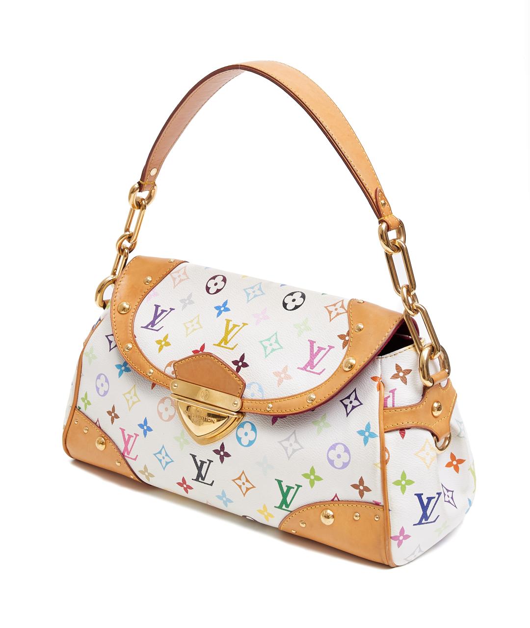 LOUIS VUITTON Белая кожаная сумка с короткими ручками, фото 2