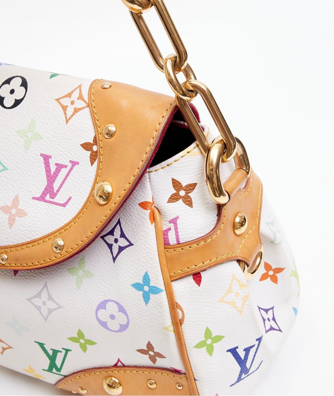 LOUIS VUITTON Белая кожаная сумка с короткими ручками, фото 7