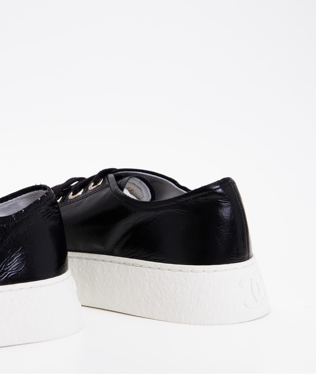 CHANEL Черные кожаные кеды, фото 3