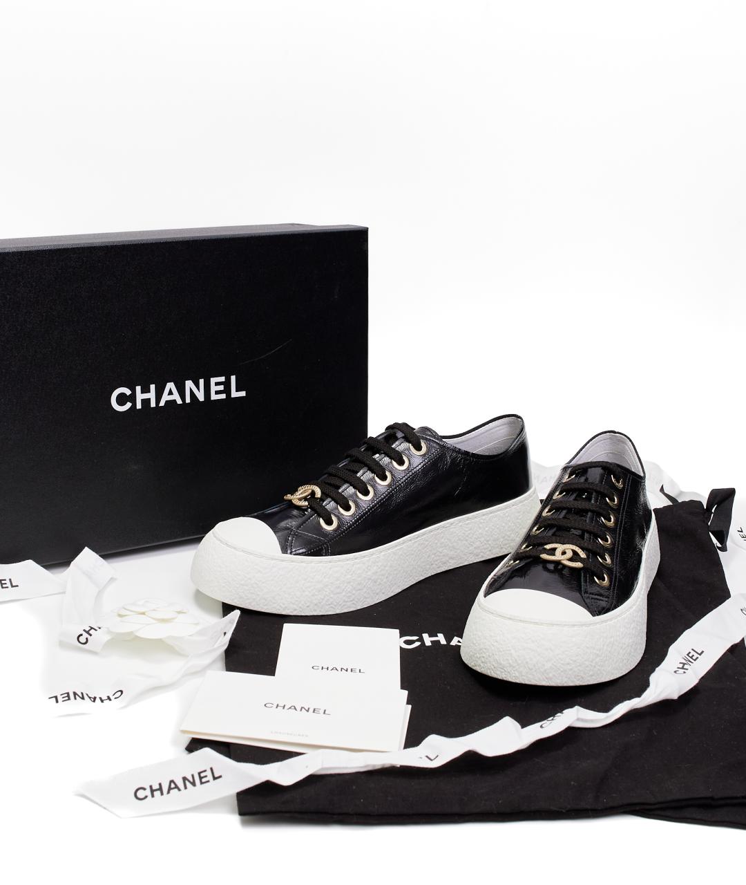 CHANEL Черные кожаные кеды, фото 8