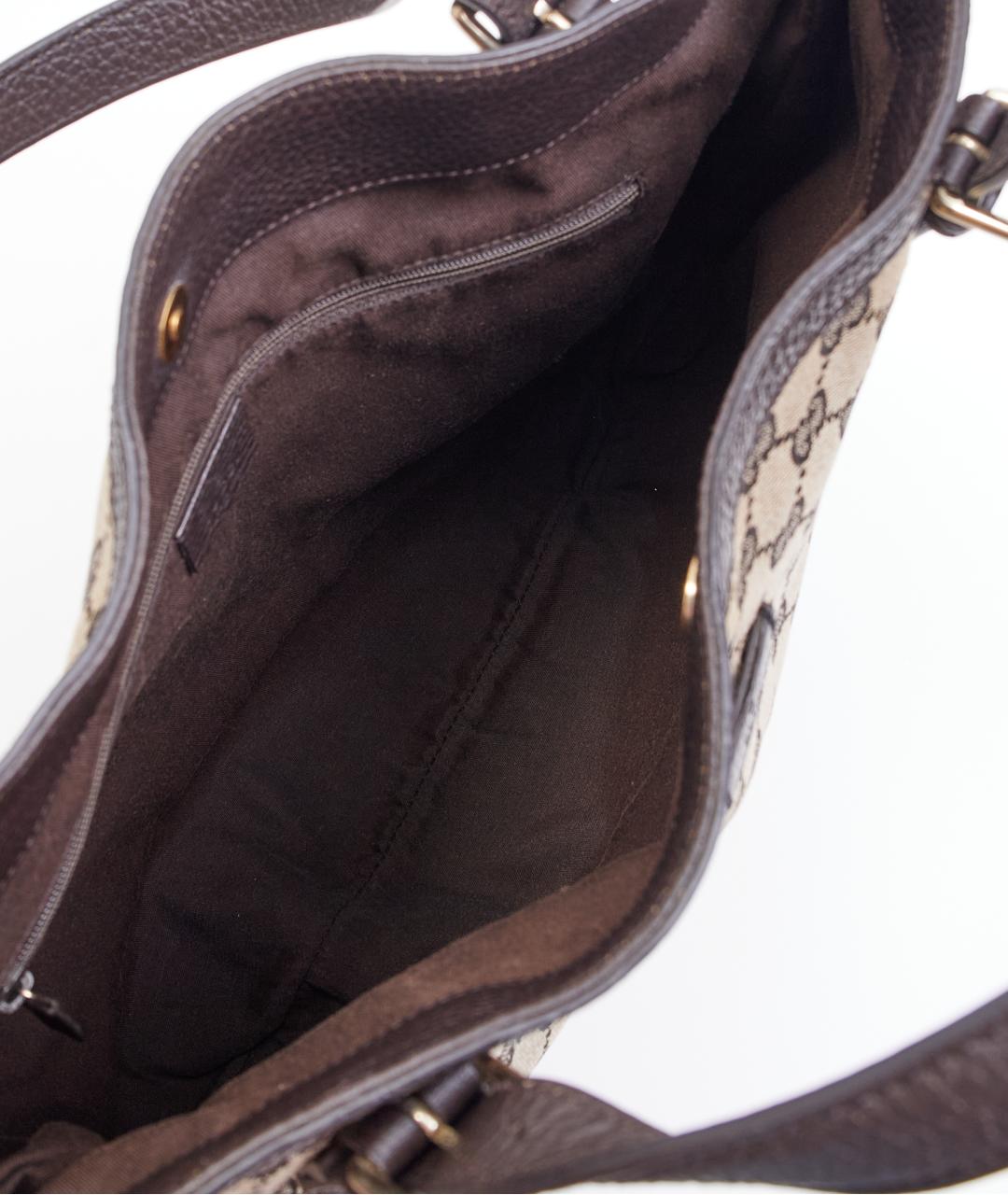 GUCCI Коричневая тканевая сумка с короткими ручками, фото 7