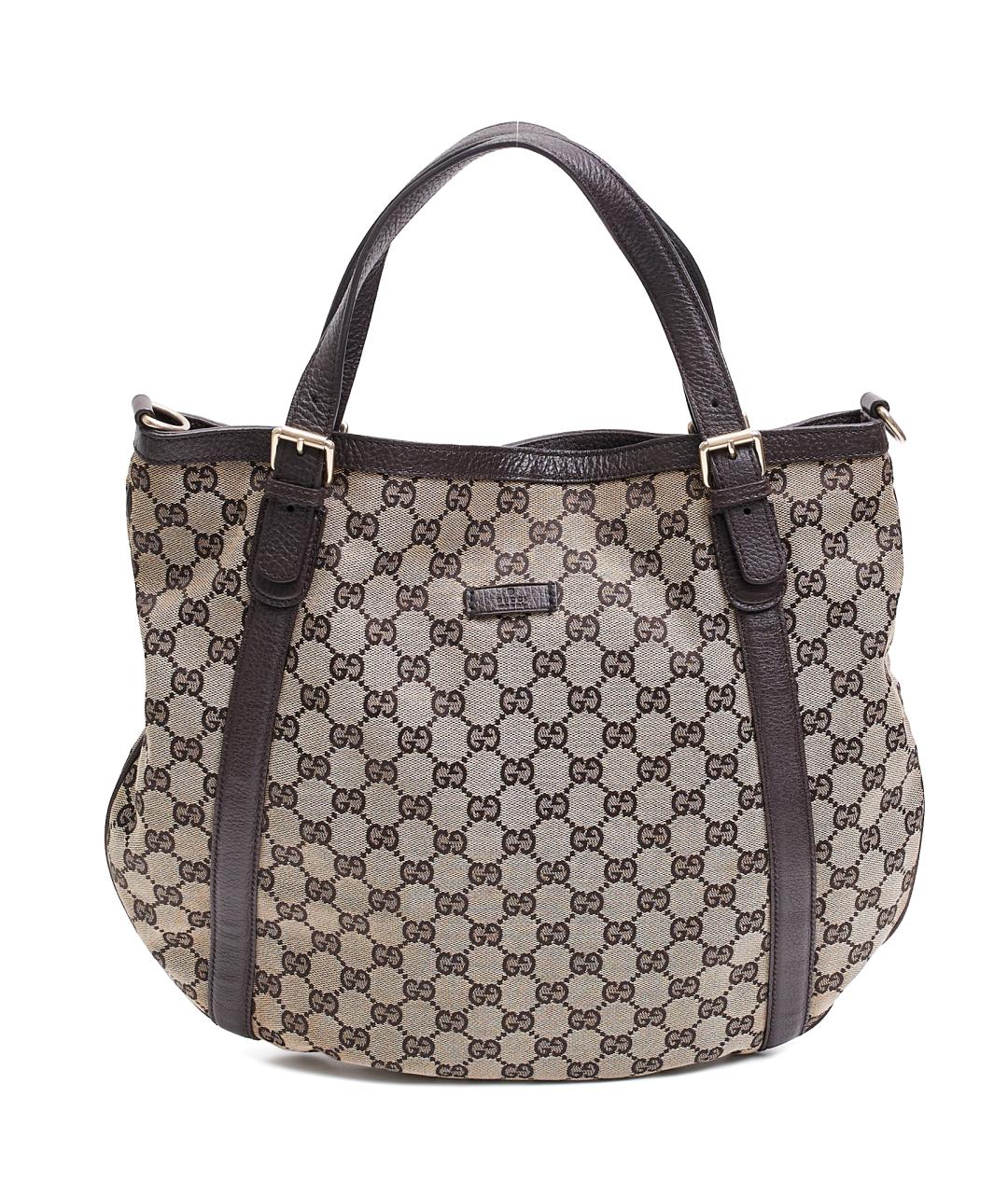 GUCCI Коричневая тканевая сумка с короткими ручками, фото 8