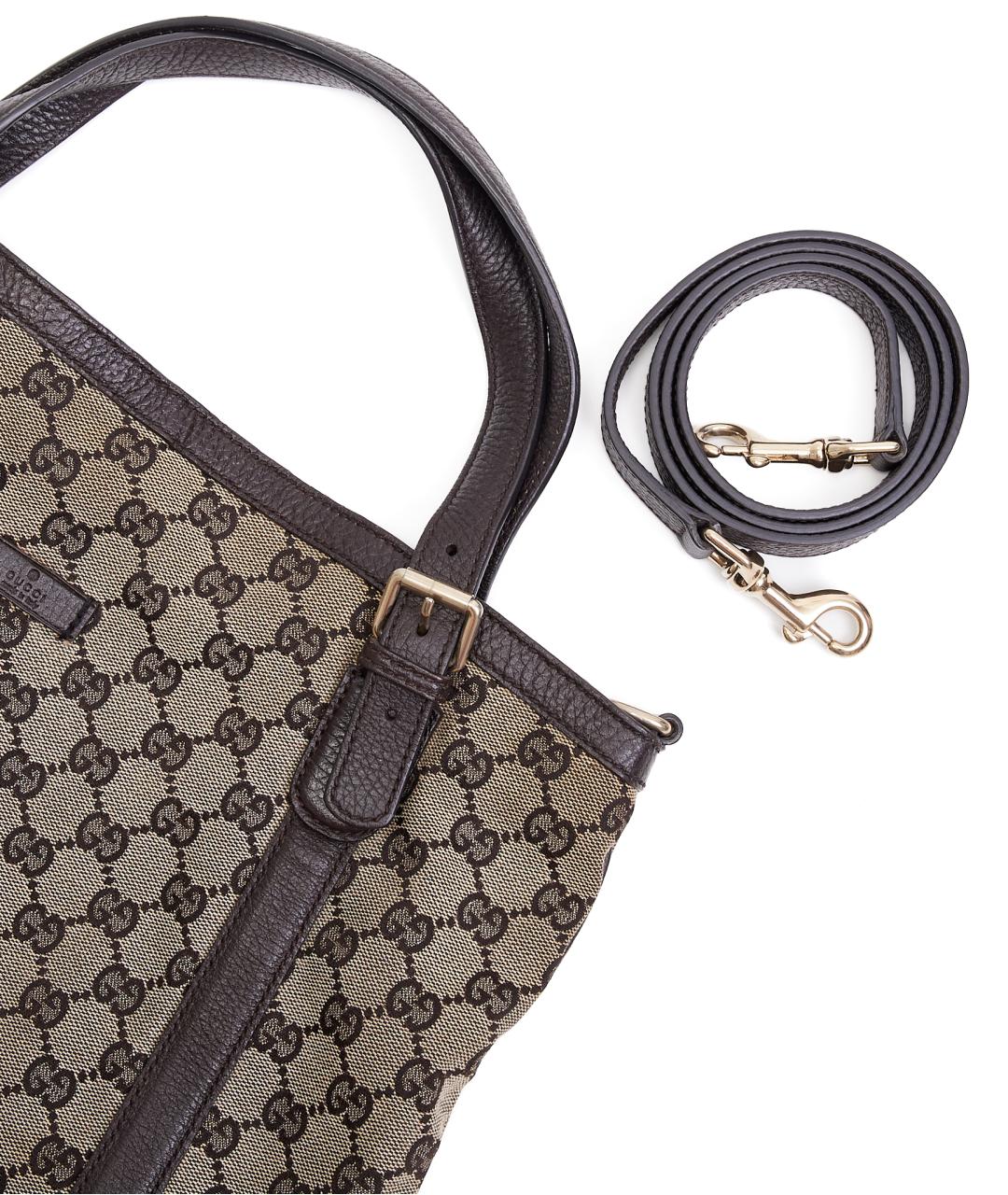 GUCCI Коричневая тканевая сумка с короткими ручками, фото 6