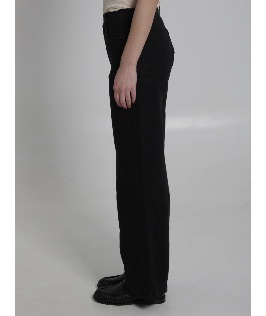 THE ROW Черные хлопко-леновые прямые джинсы, фото 3