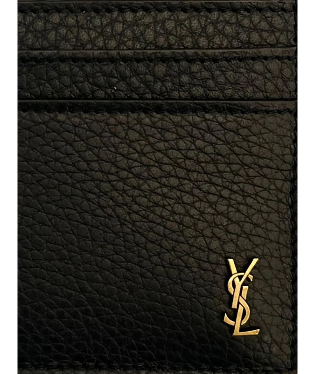 SAINT LAURENT Черный кожаный кардхолдер, фото 4