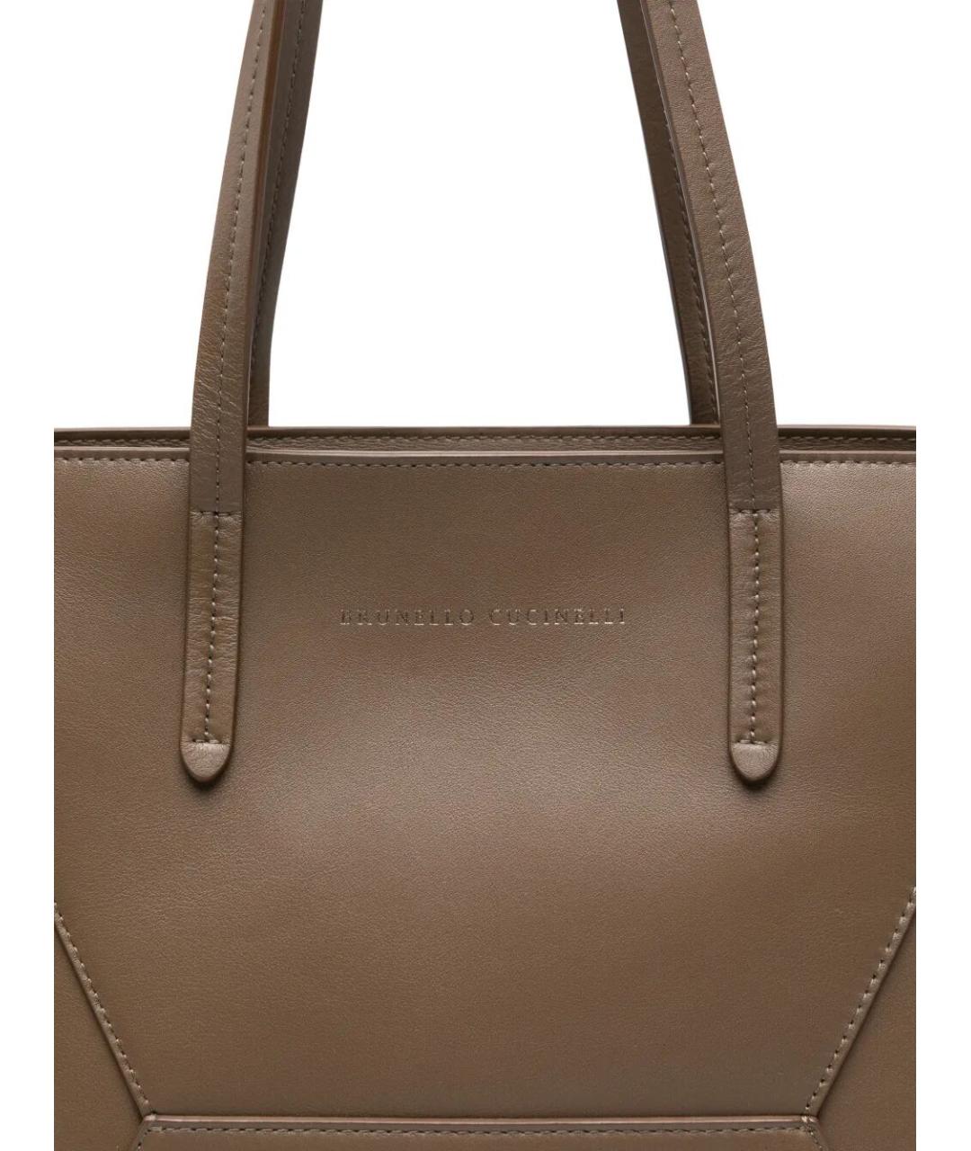 BRUNELLO CUCINELLI Коричневая кожаная сумка тоут, фото 3