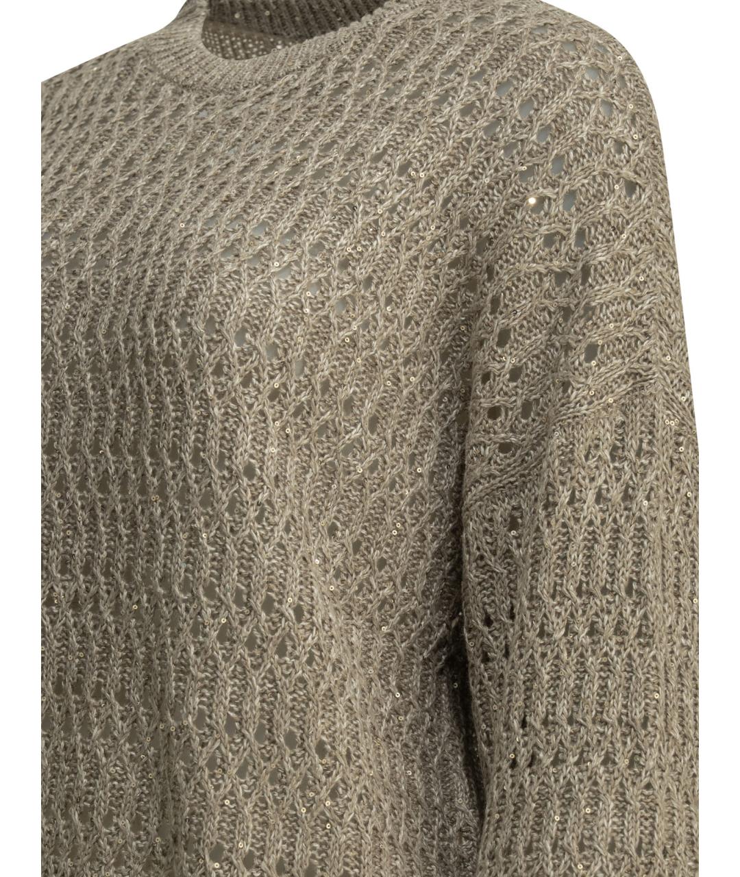 BRUNELLO CUCINELLI Бежевый льняной джемпер / свитер, фото 4