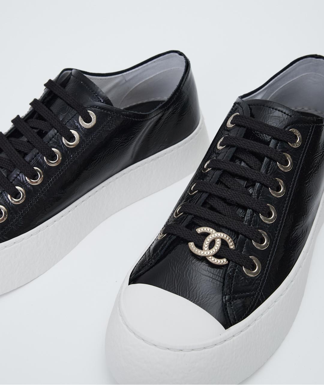 CHANEL Черные кожаные кеды, фото 5
