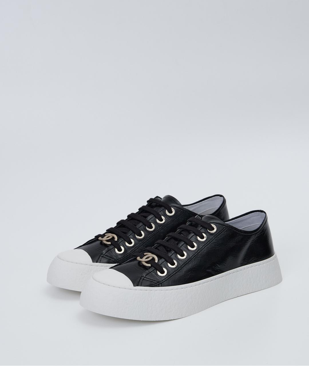 CHANEL Черные кожаные кеды, фото 2