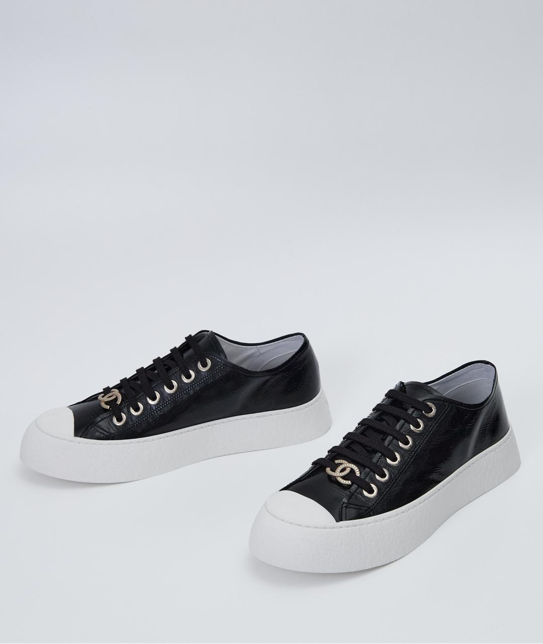 CHANEL Черные кожаные кеды, фото 3