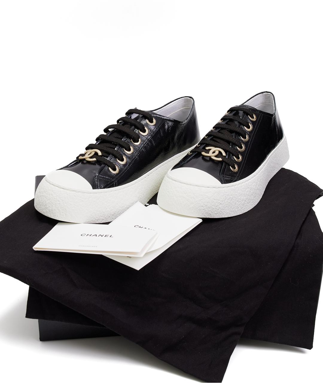 CHANEL Черные кожаные кеды, фото 9