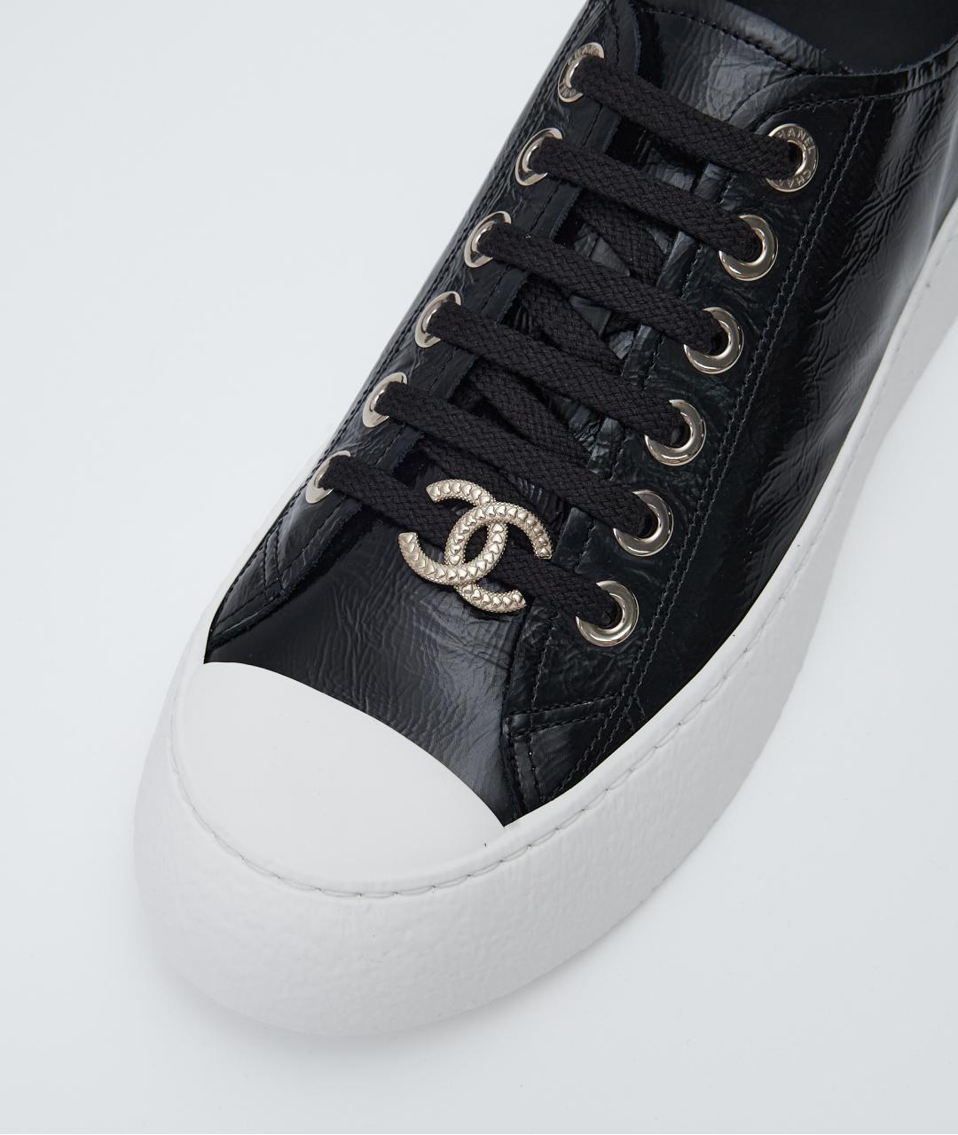 CHANEL Черные кожаные кеды, фото 4