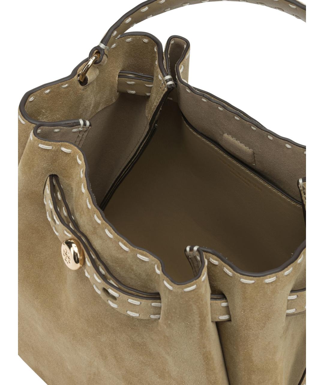 TORY BURCH Бежевая замшевая сумка с короткими ручками, фото 5