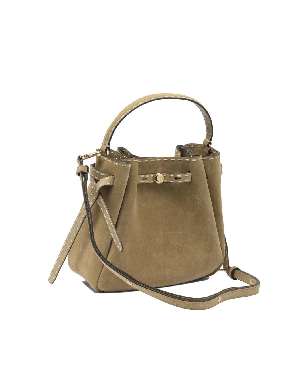 TORY BURCH Бежевая замшевая сумка с короткими ручками, фото 2