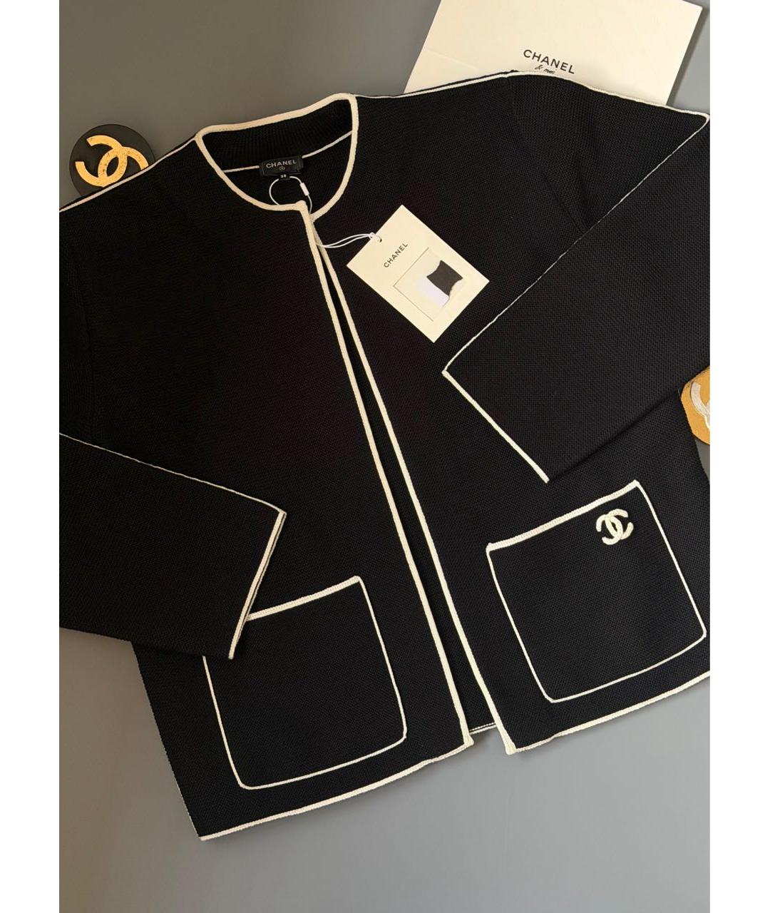 CHANEL Черный хлопковый жакет/пиджак, фото 3
