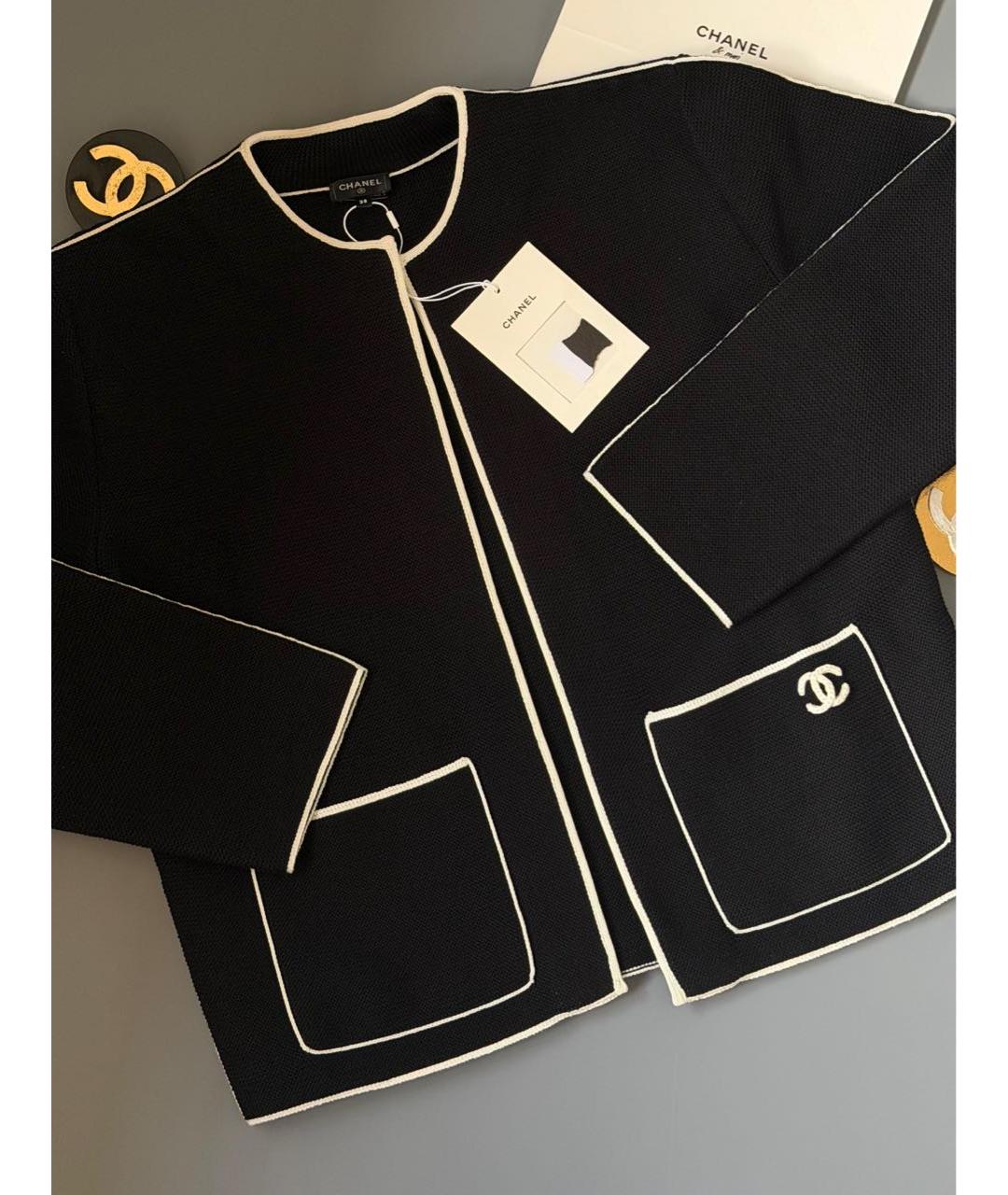 CHANEL Черный хлопковый жакет/пиджак, фото 2