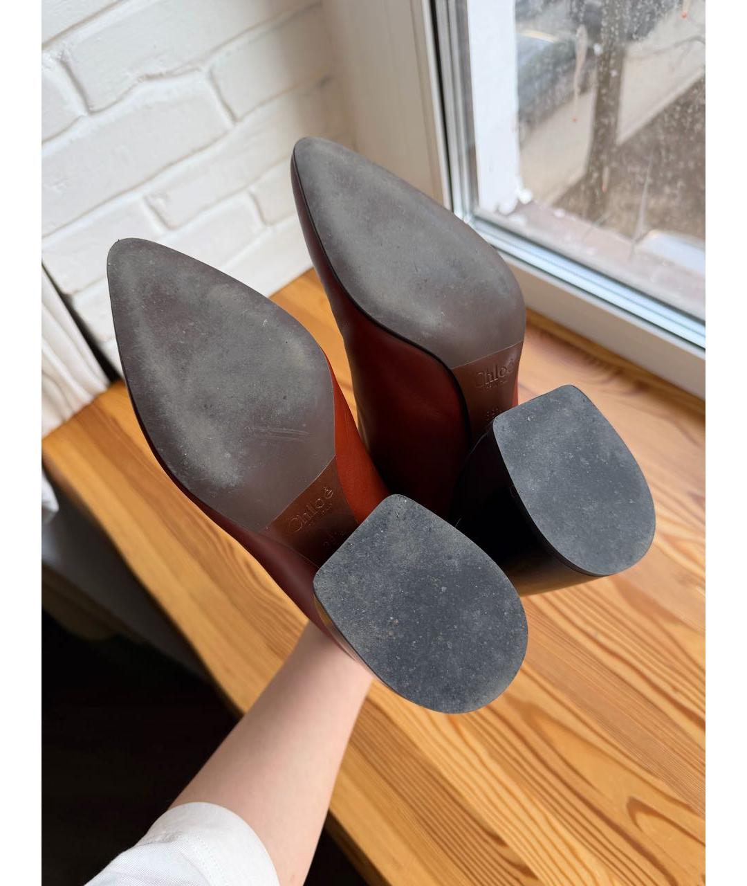 CHLOE Коричневые кожаные ботильоны, фото 7