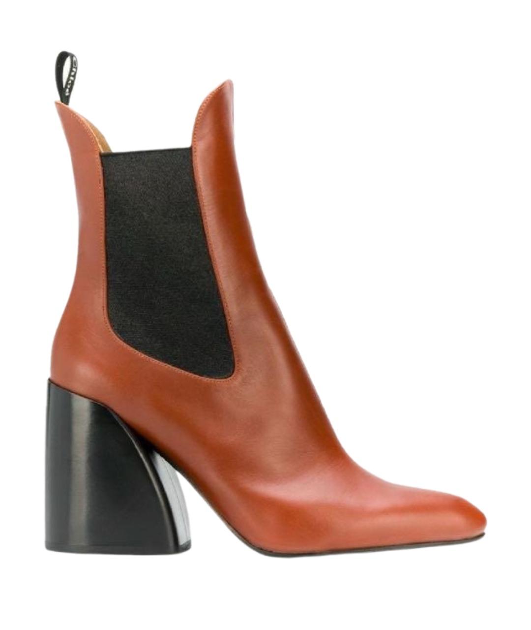 CHLOE Коричневые кожаные ботильоны, фото 1