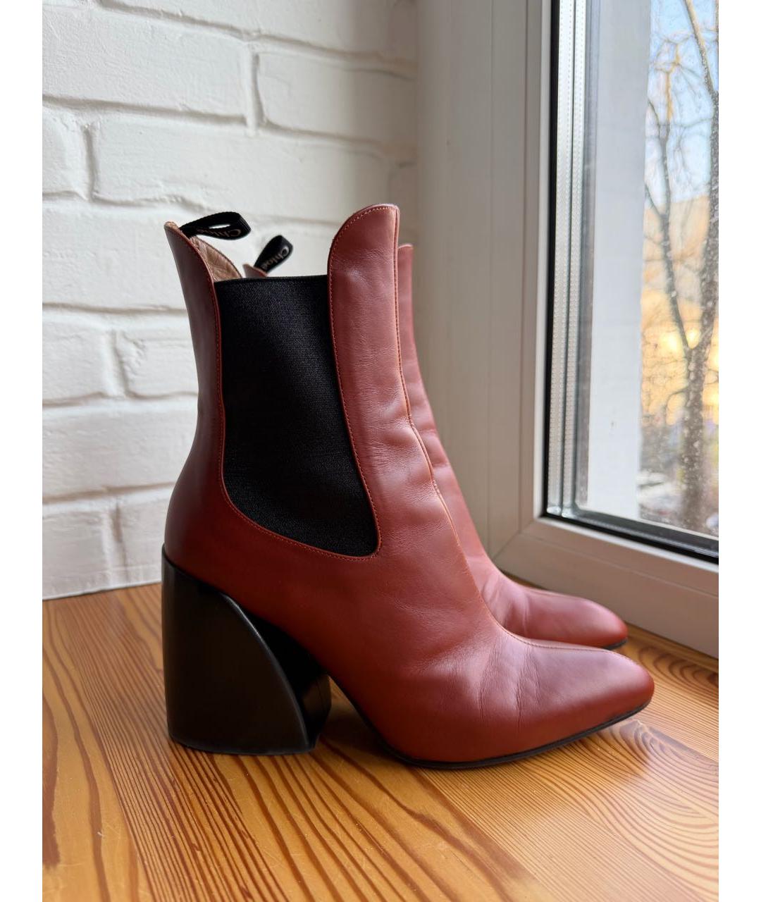 CHLOE Коричневые кожаные ботильоны, фото 5