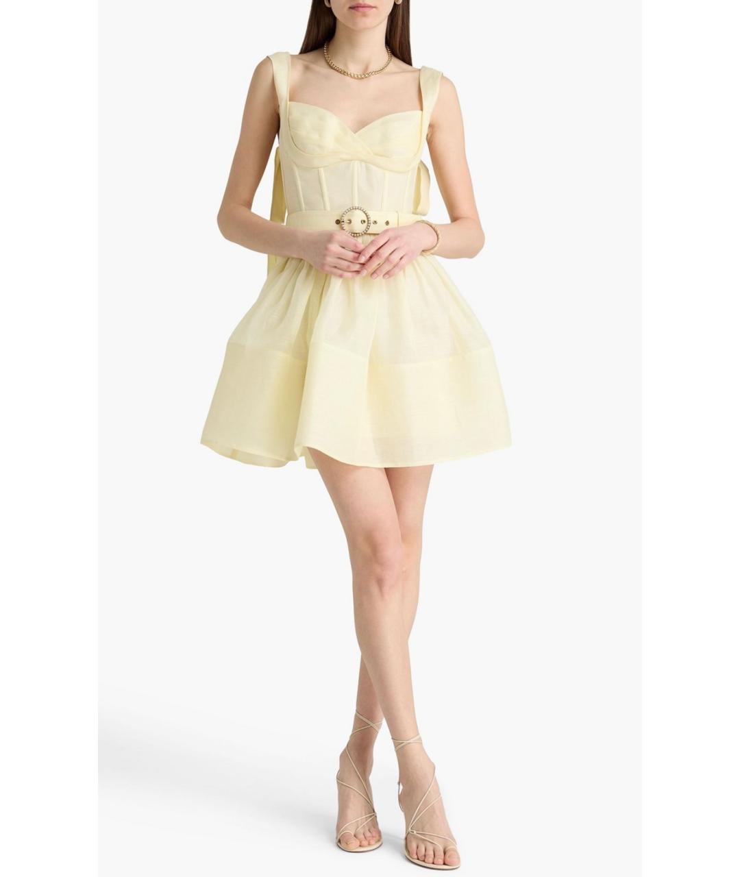 ZIMMERMANN Желтое льняное коктейльное платье, фото 2