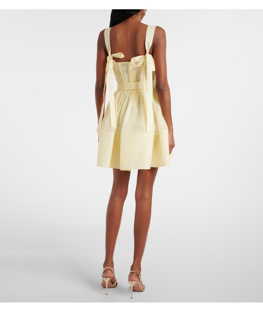 ZIMMERMANN Желтое льняное коктейльное платье, фото 5