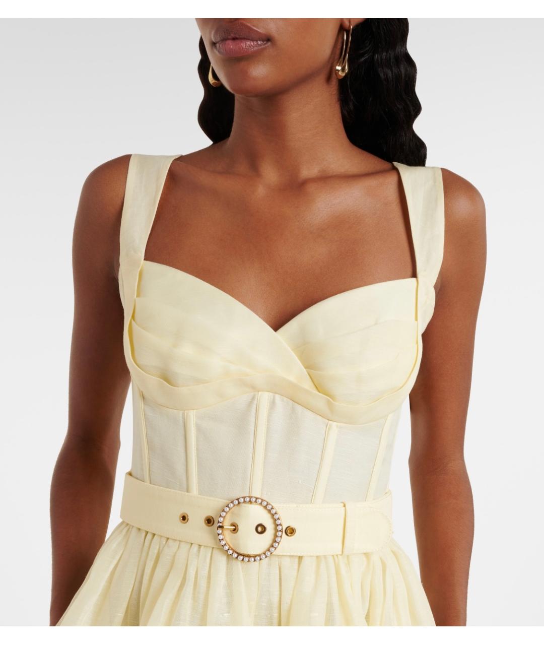 ZIMMERMANN Желтое льняное коктейльное платье, фото 6