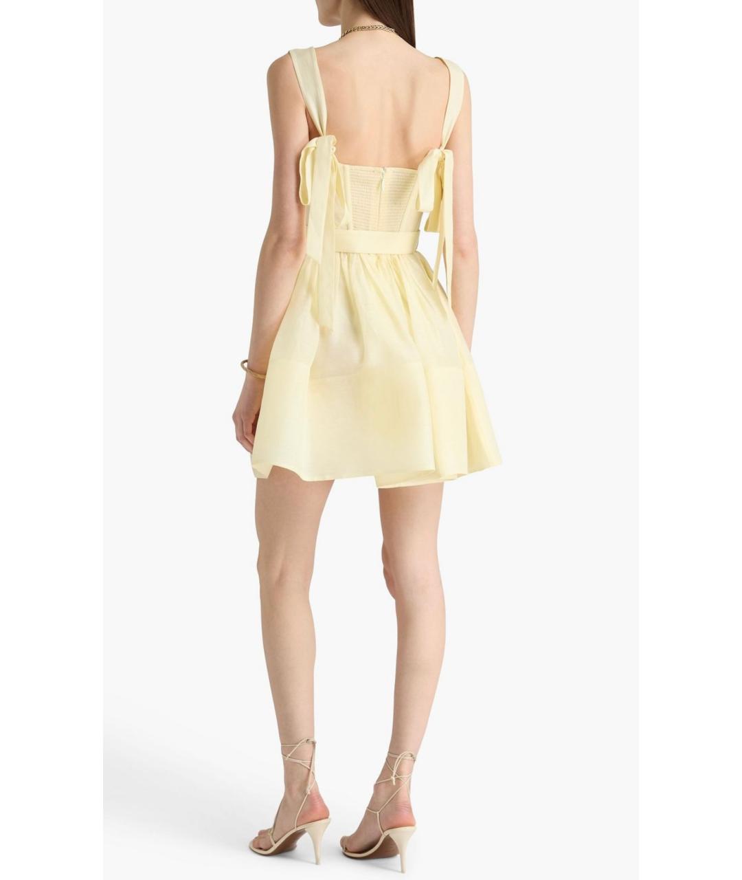 ZIMMERMANN Желтое льняное коктейльное платье, фото 3