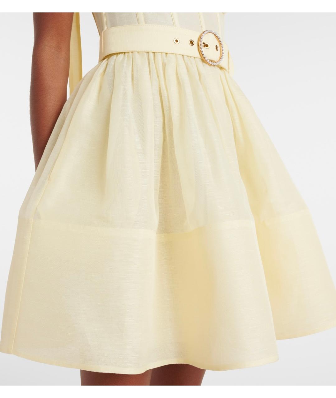 ZIMMERMANN Желтое льняное коктейльное платье, фото 7