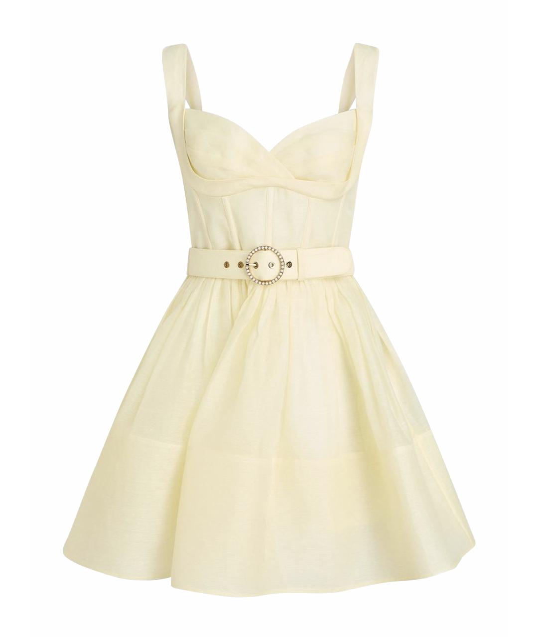 ZIMMERMANN Желтое льняное коктейльное платье, фото 1