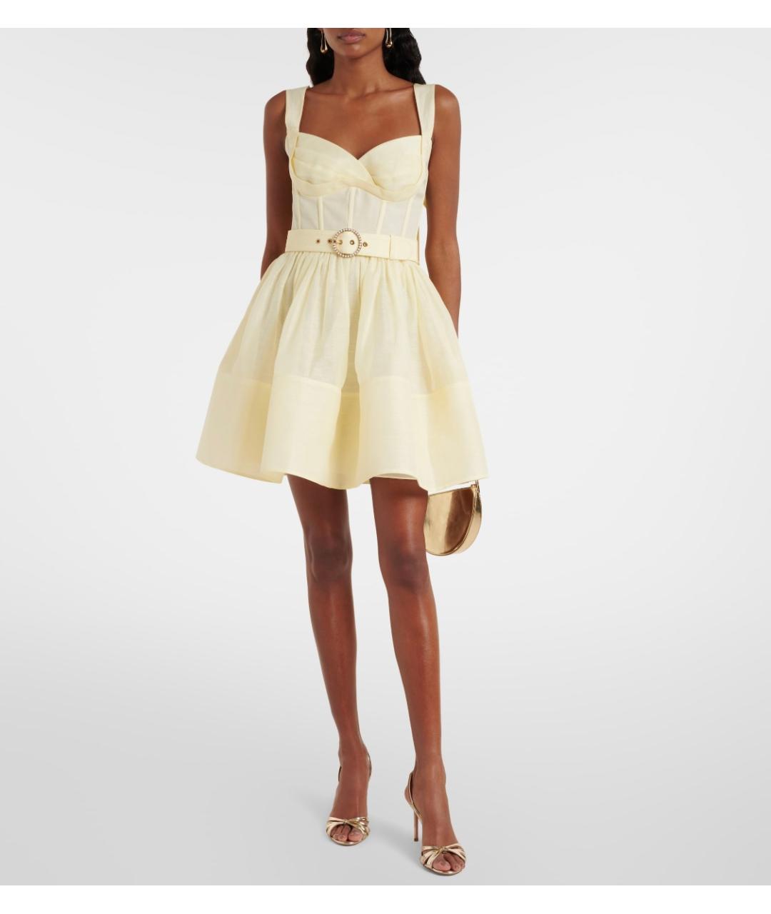 ZIMMERMANN Желтое льняное коктейльное платье, фото 4