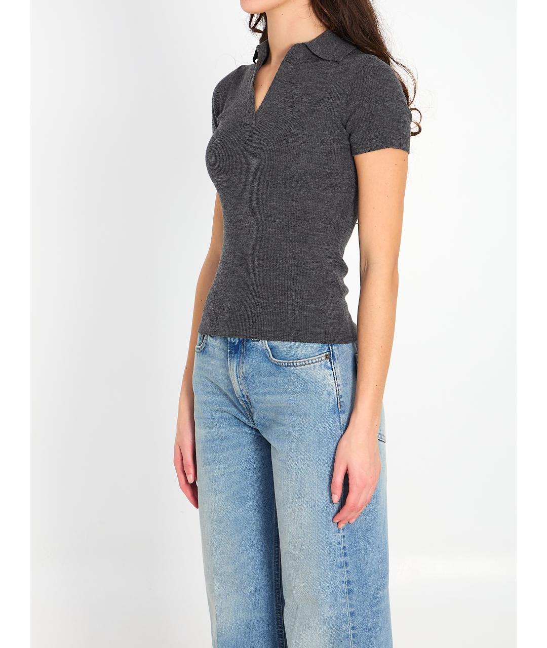 MAX MARA Серая шерстяная футболка, фото 2