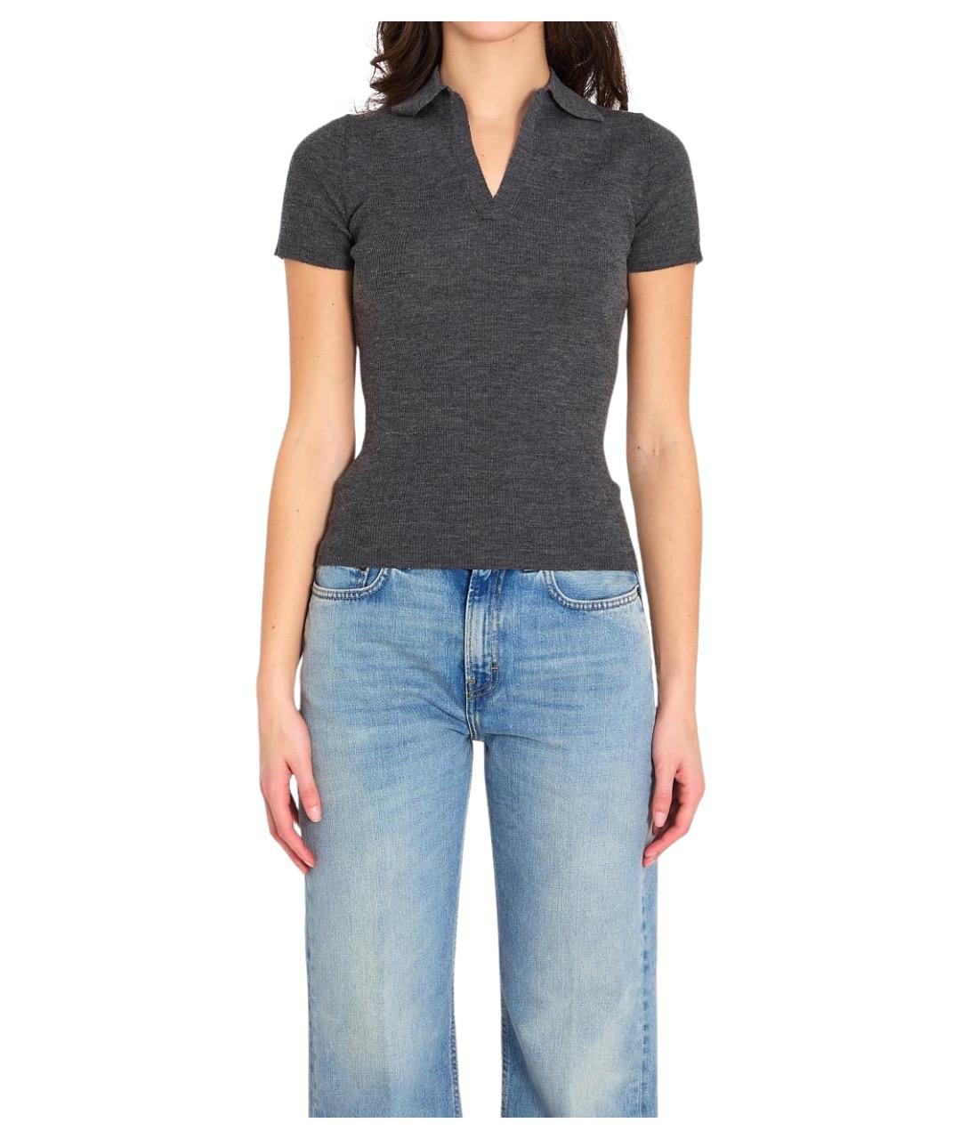 MAX MARA Серая шерстяная футболка, фото 1