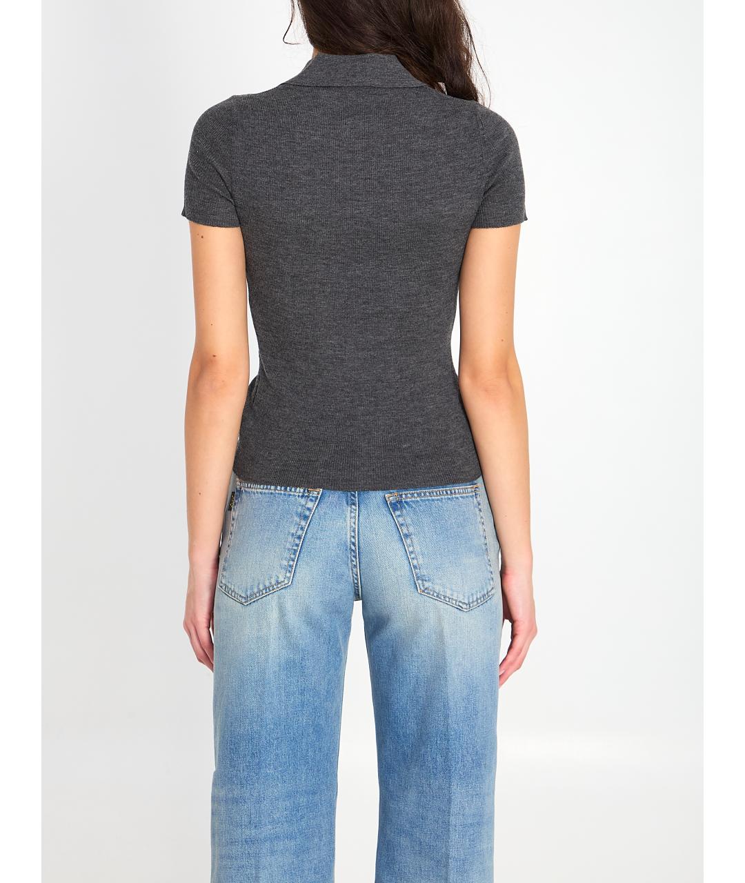 MAX MARA Серая шерстяная футболка, фото 4