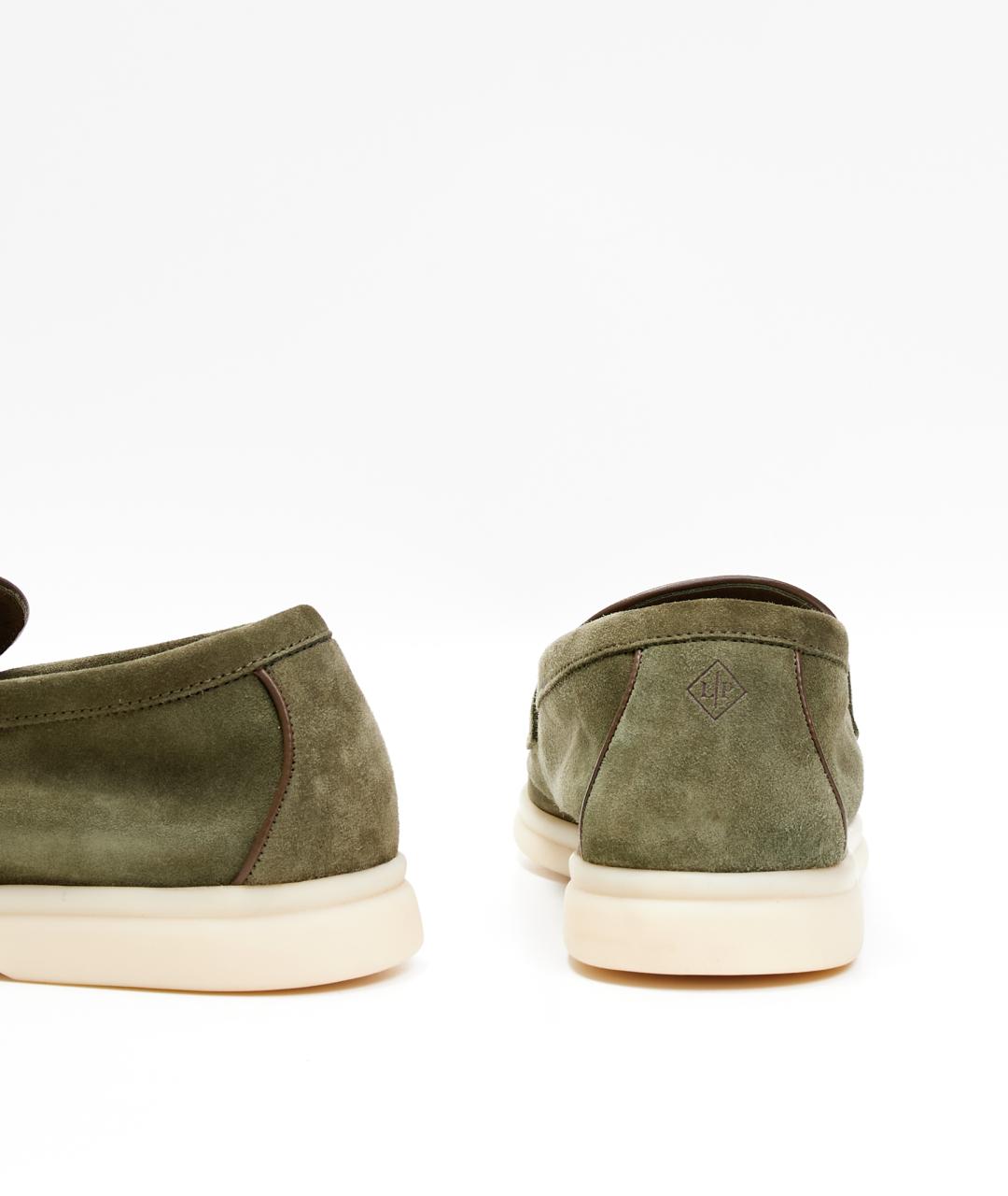 LORO PIANA Хаки замшевые лоферы, фото 3