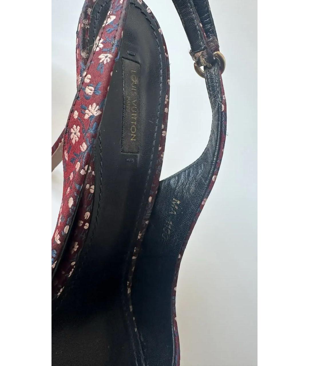 LOUIS VUITTON Бордовые текстильные босоножки, фото 6