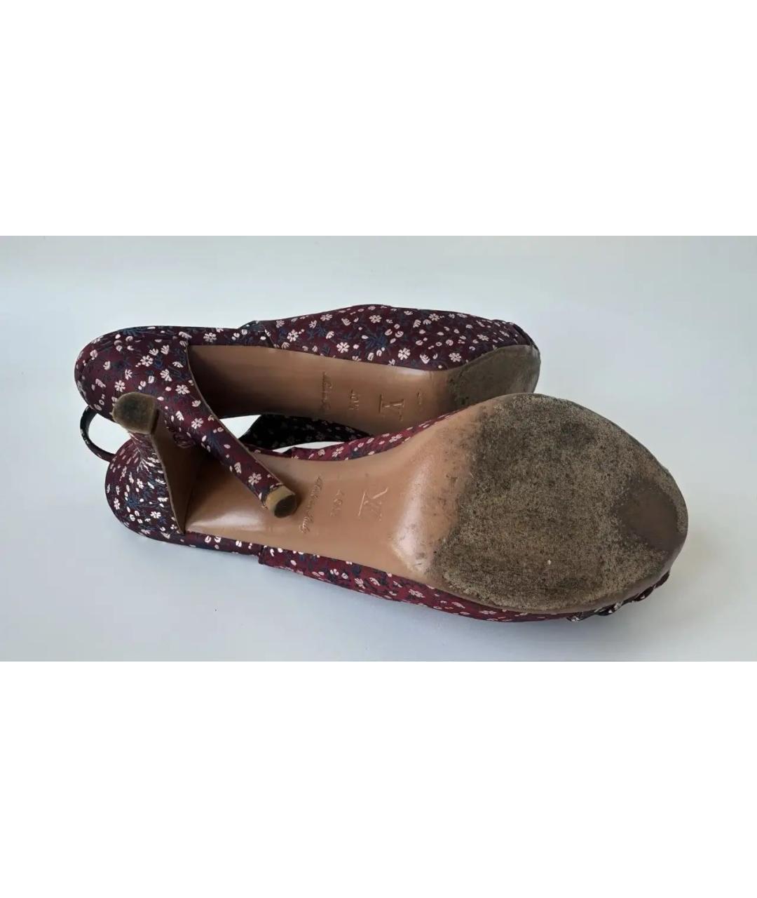 LOUIS VUITTON Бордовые текстильные босоножки, фото 8