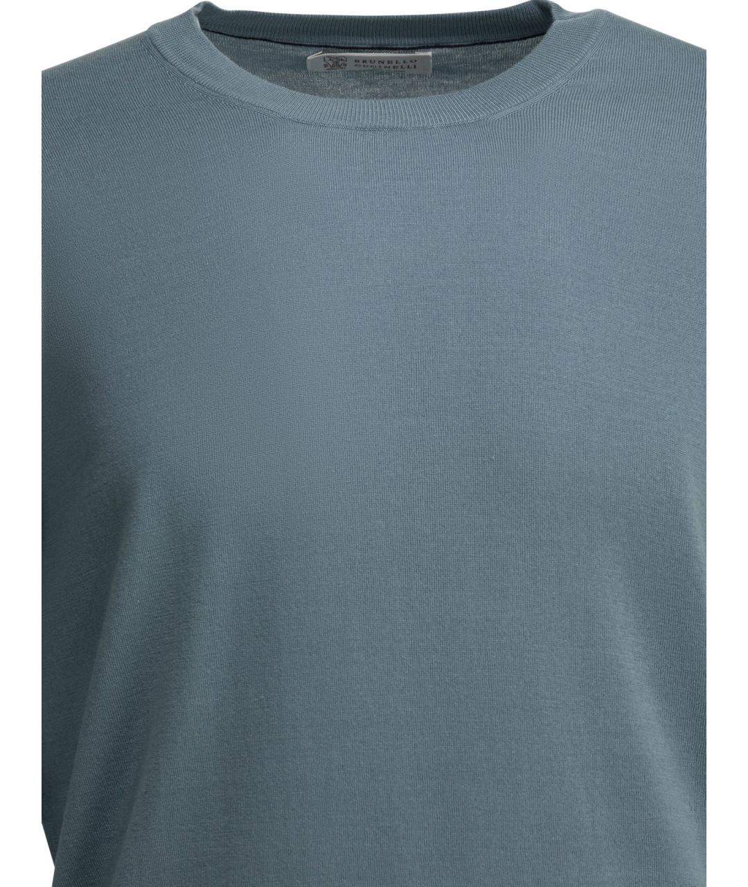 BRUNELLO CUCINELLI Голубой хлопковый джемпер / свитер, фото 3