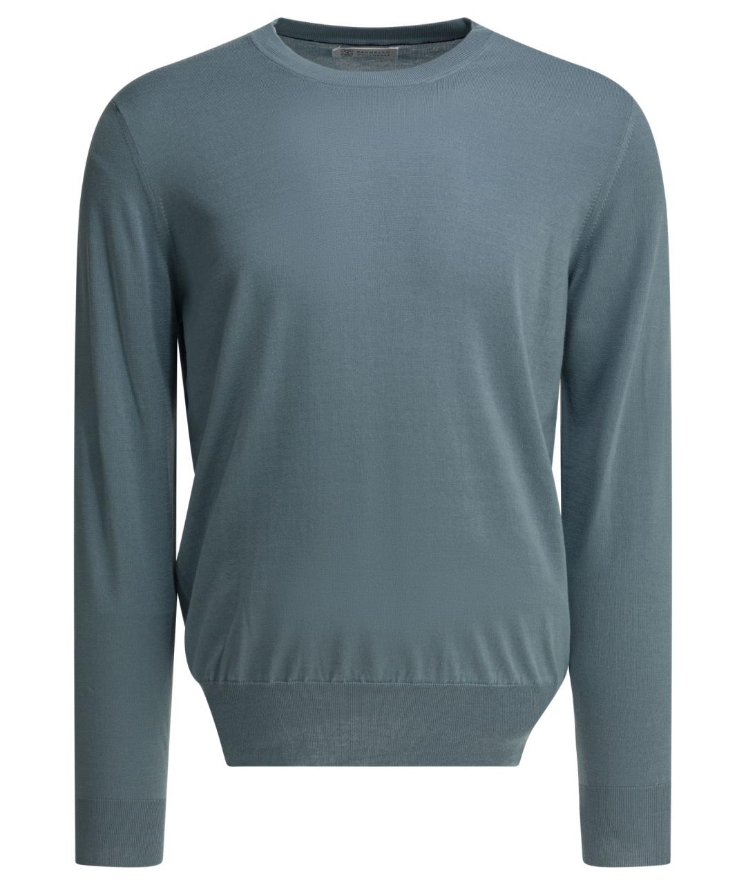 BRUNELLO CUCINELLI Голубой хлопковый джемпер / свитер, фото 1